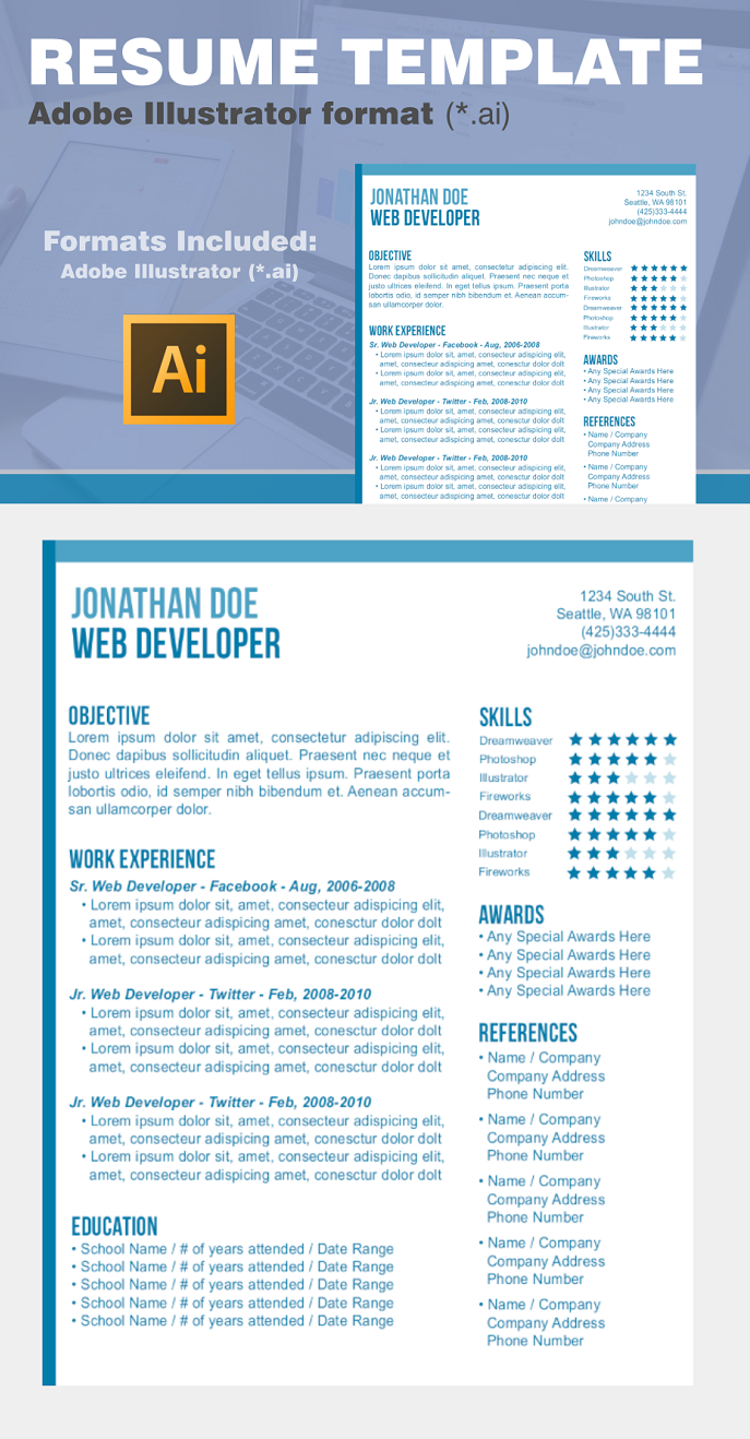 illustrator resume templates