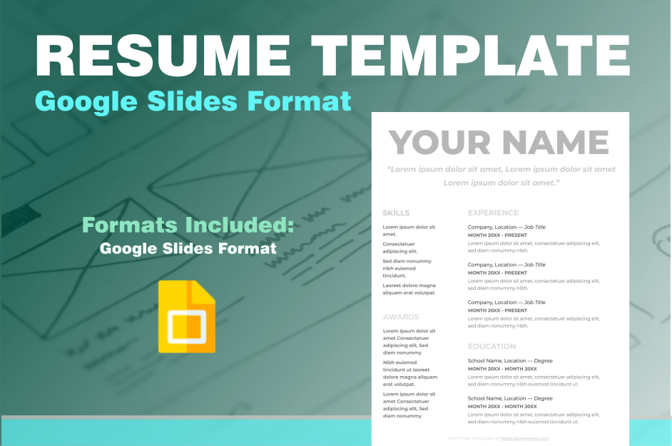 Resume Example Free - Google Slides Format - Easily Export to PDF, WORD, DOC, PPTX, ODP Format